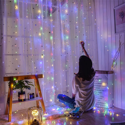 Cascada de Luces Hada - Cálidas 3x3 m 300 Leds USB Incluye Adaptador Enchufe-Dreamy Home