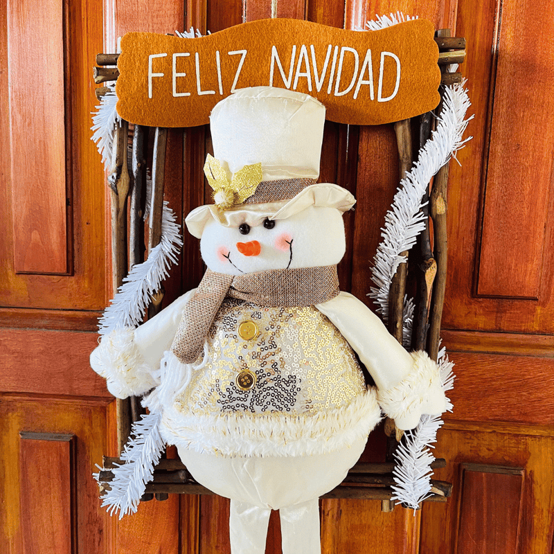 Colgante para Puerta Dorado - Papá Noel/Mono de Nieve-Dreamy Home