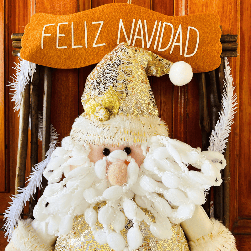 Colgante para Puerta Dorado - Papá Noel/Mono de Nieve-Dreamy Home