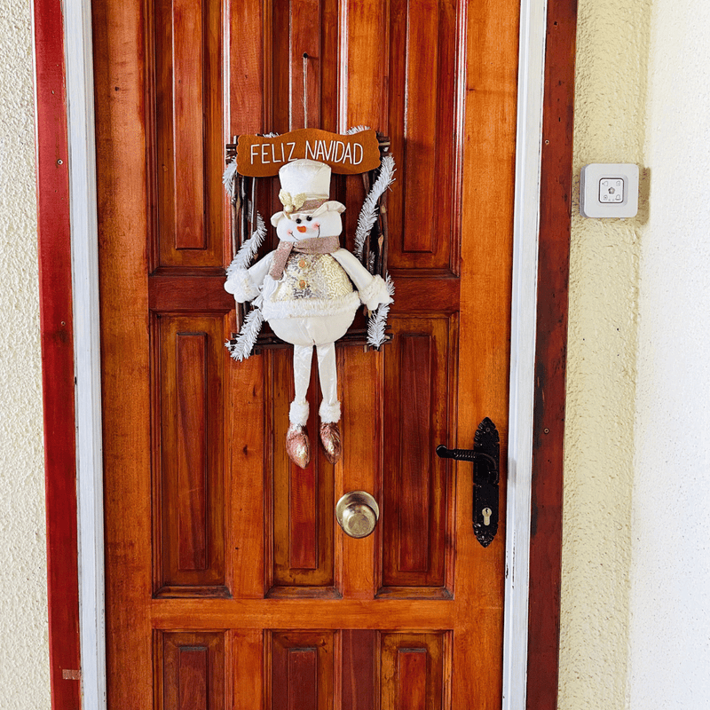 Colgante para Puerta Dorado - Papá Noel/Mono de Nieve-Dreamy Home