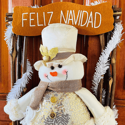 Colgante para Puerta Dorado - Papá Noel/Mono de Nieve-Dreamy Home