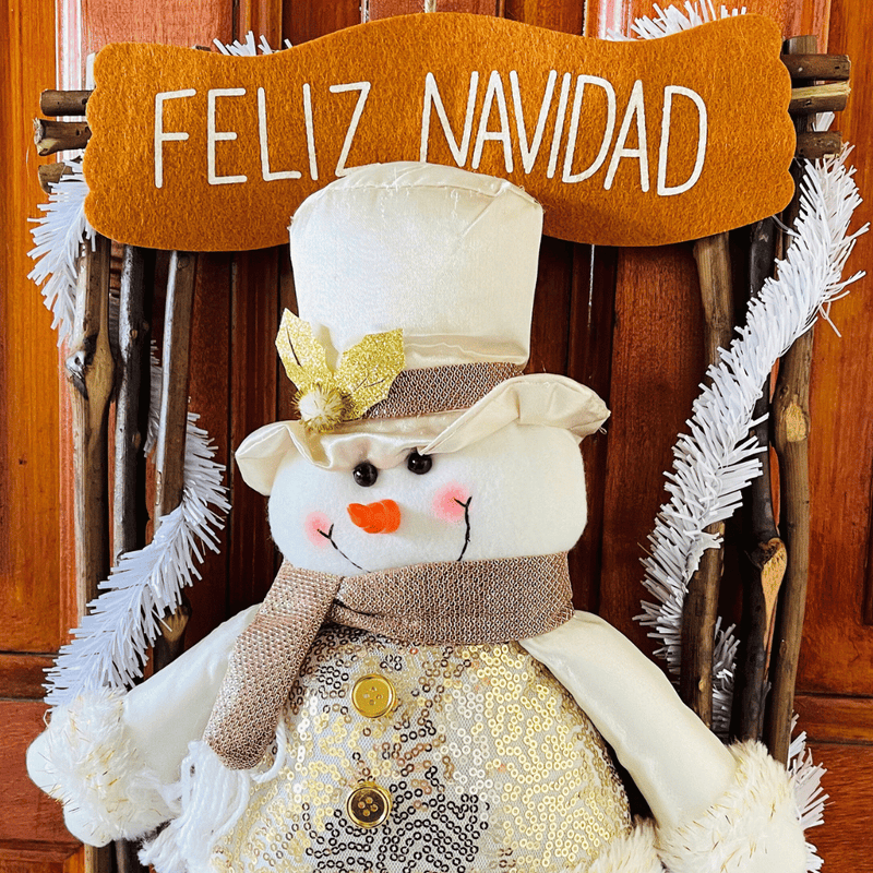 Colgante para Puerta Dorado - Papá Noel/Mono de Nieve-Dreamy Home