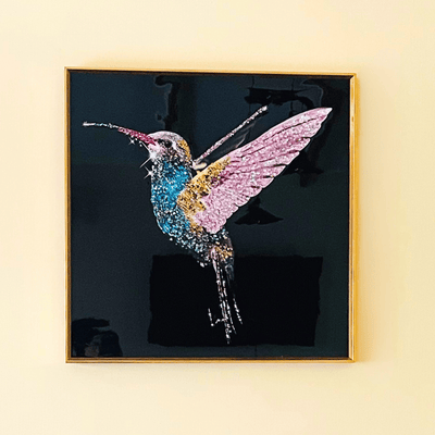 Cuadro Resina Epóxica Diseño Colibrí - 60,5 x 60,5 x 3,5 cm-Dreamy Home