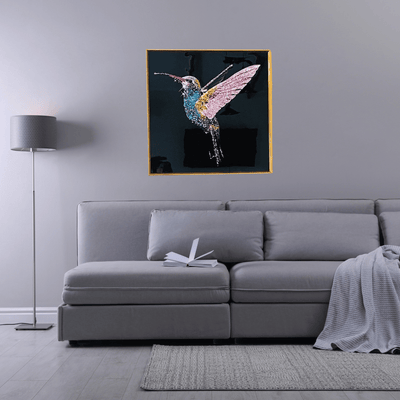 Cuadro Resina Epóxica Diseño Colibrí - 60,5 x 60,5 x 3,5 cm-Dreamy Home