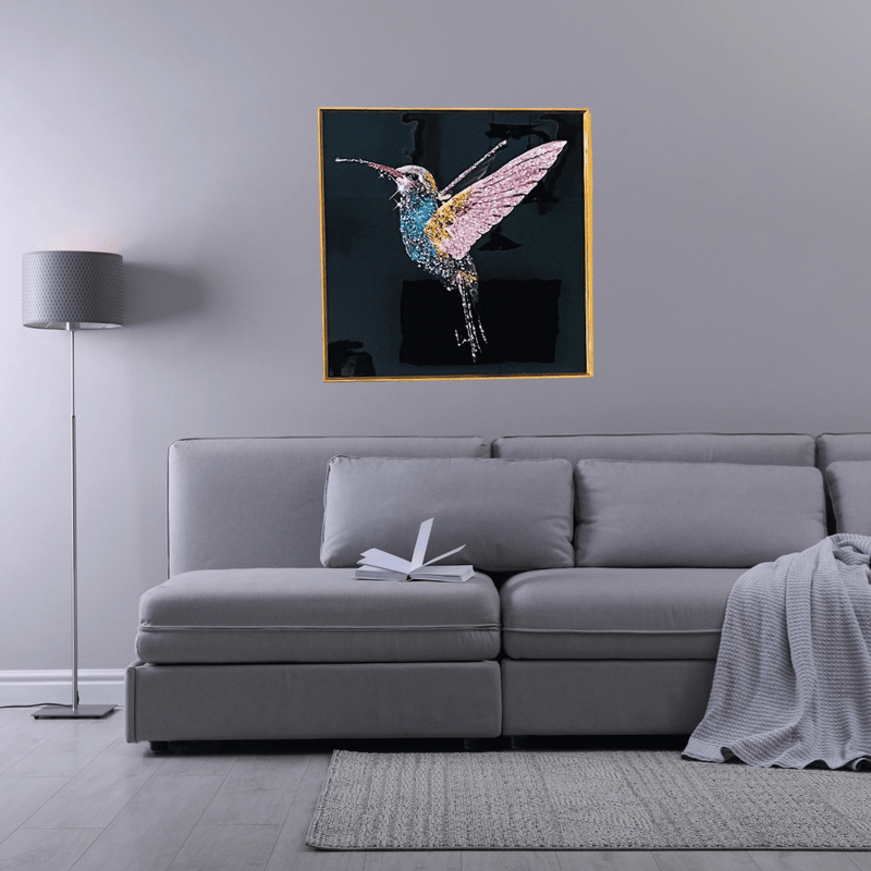 Cuadro Resina Epóxica Diseño Colibrí - 60,5 x 60,5 x 3,5 cm-Dreamy Home