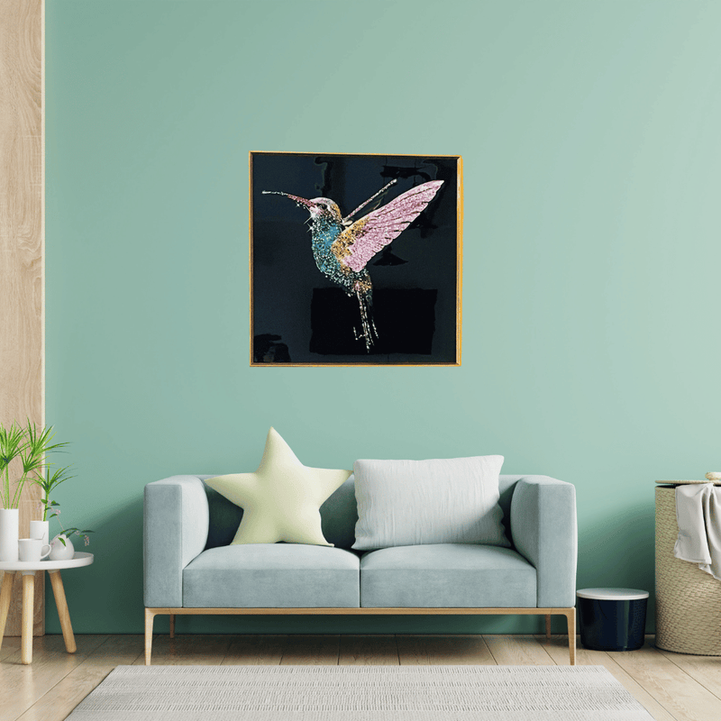 Cuadro Resina Epóxica Diseño Colibrí - 60,5 x 60,5 x 3,5 cm-Dreamy Home