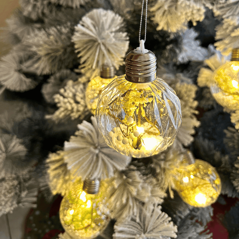 Esferas Navideñas Texturizadas A Pilas - Luz Cálida-Dreamy Home