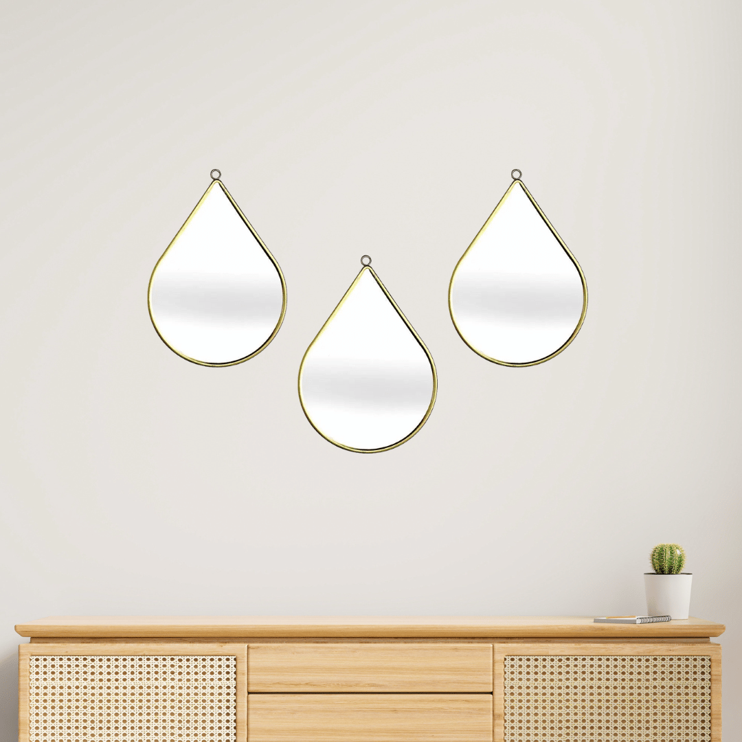 Set de 3 Espejos Diseño Gota - Metal / Dorado - Disponible en Dreamy Home!