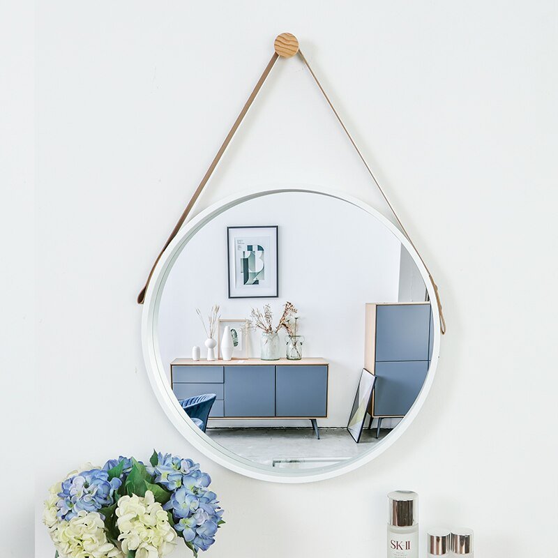 Espejo Redondo Irregular con Colgante - 50 cm Diámetro-Dreamy Home
