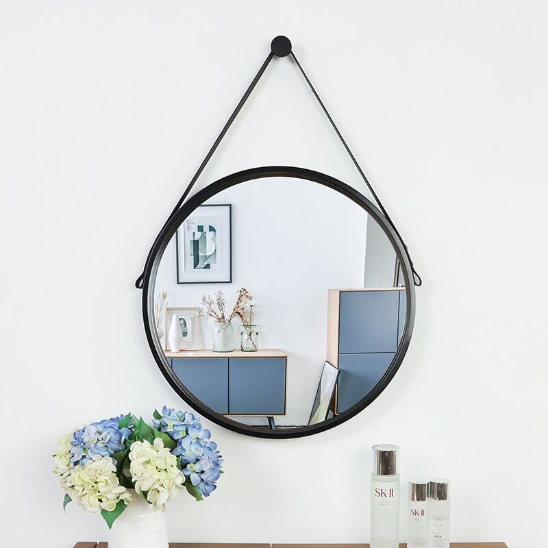 Espejo Redondo Irregular con Colgante - 50 cm Diámetro-Dreamy Home