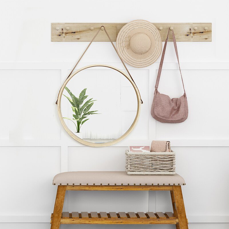 Espejo Redondo Irregular con Colgante - 50 cm Diámetro-Dreamy Home