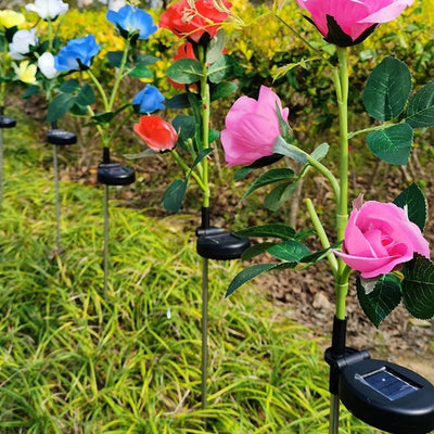 Estaca de Rosas Solares - 2 Un. Altura 70 cm Luz Colores IP44-Dreamy Home