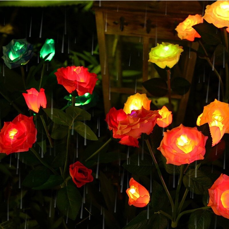 Estaca de Rosas Solares - 2 Un. Altura 70 cm Luz Colores IP44-Dreamy Home