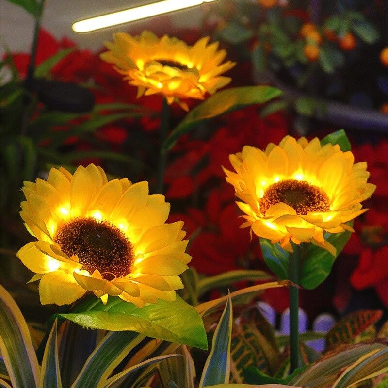 Estacas Girasoles Solares - Luz Cálida 2 Un. Altura 67 cm IP44-Dreamy Home