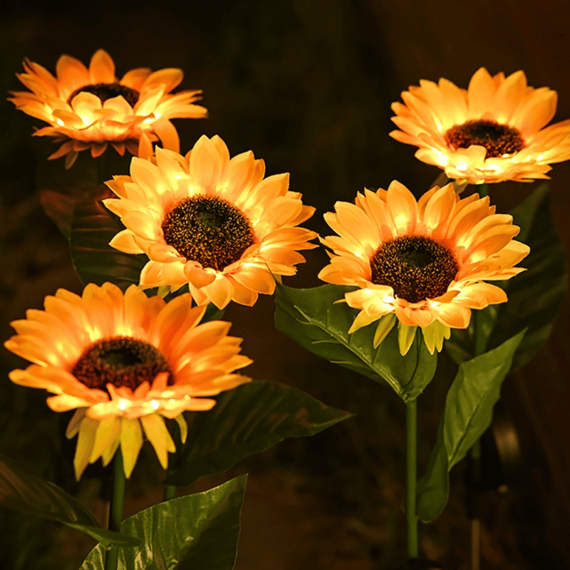Estacas Girasoles Solares - Luz Cálida 2 Un. Altura 67 cm IP44-Dreamy Home
