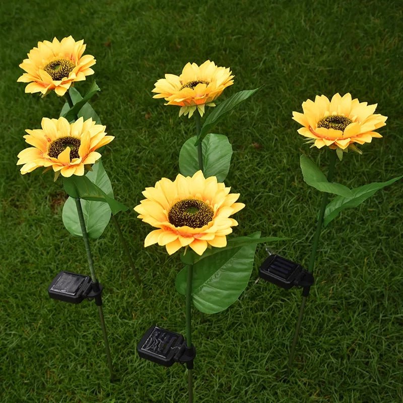 Estacas Girasoles Solares - Luz Cálida 2 Un. Altura 67 cm IP44-Dreamy Home