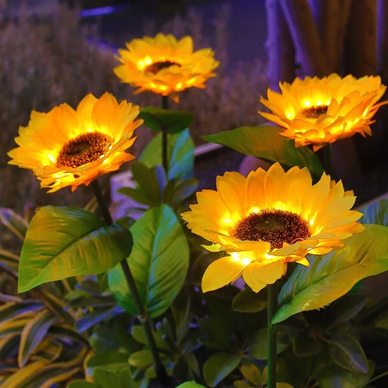 Estacas Girasoles Solares - Luz Cálida 2 Un. Altura 67 cm IP44-Dreamy Home