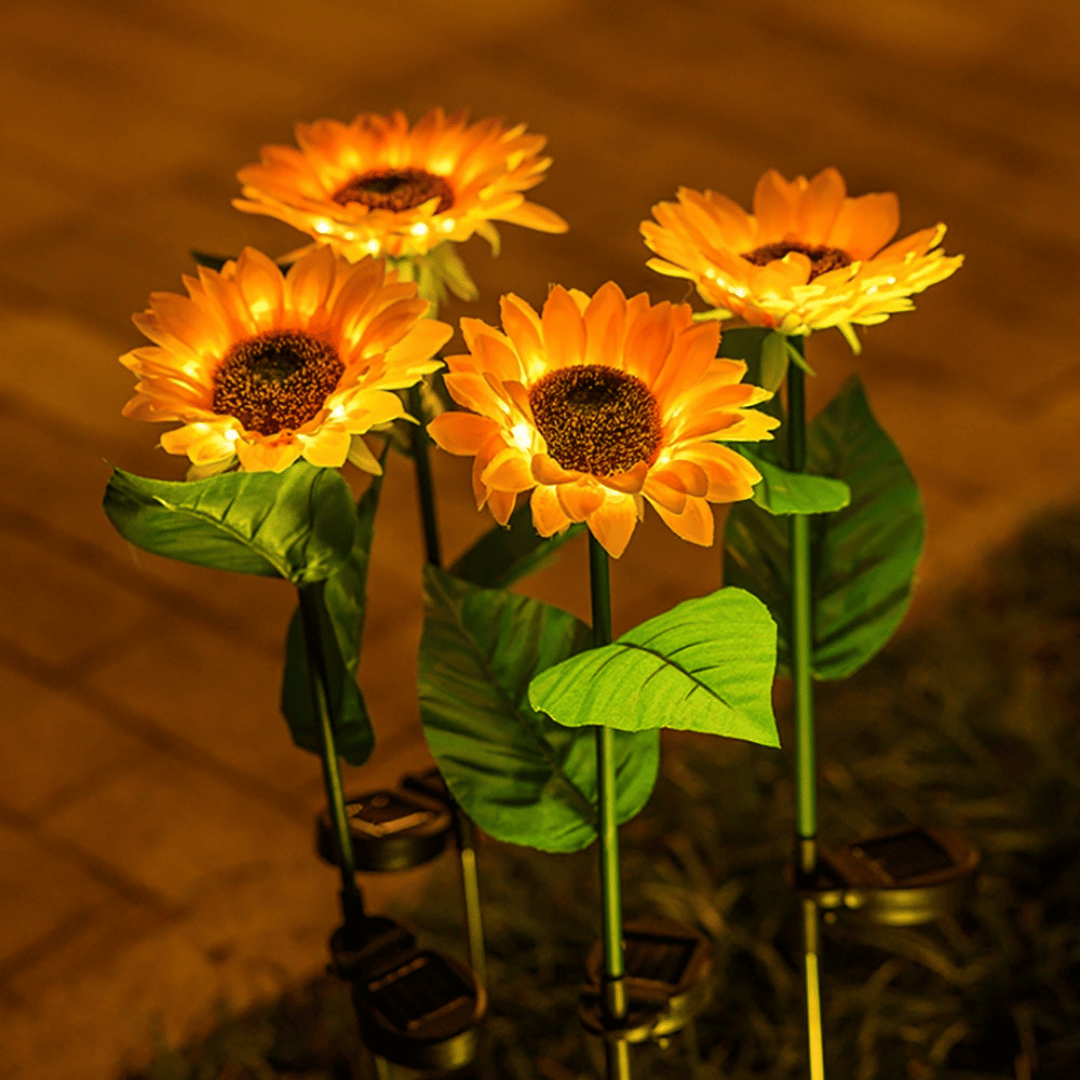 Estacas Girasoles Solares - Luz Cálida 2 Un. Altura 67 cm IP44-Dreamy Home