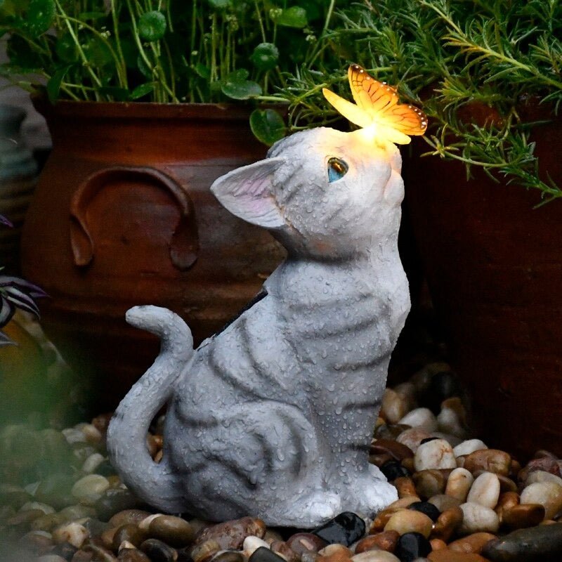 Estatua de Gato Solar - Luz Cálida / Resina/ IP65 - Disponible en Dreamy Home!