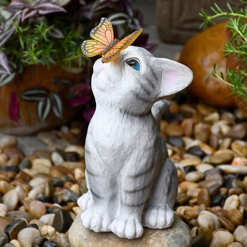Estatua de Gato Solar - Luz Cálida / Resina/ IP65 - Disponible en Dreamy Home!