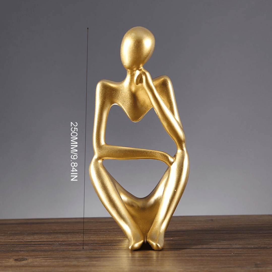 Estatua de Pensador Dorado - Diseño Abstracto-Dreamy Home