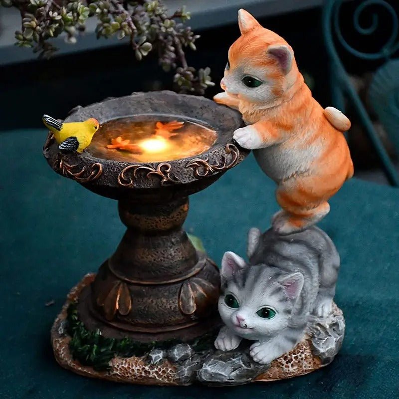 Estatua Fuente de Gato Solar - Luz Cálida IP65-Dreamy Home