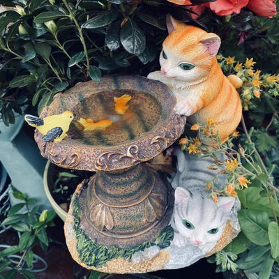 Estatua Fuente de Gato Solar - Luz Cálida IP65-Dreamy Home