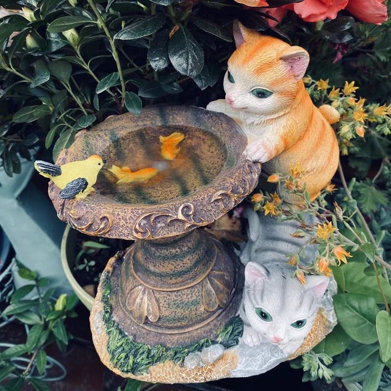 Estatua Fuente de Gato Solar - Luz Cálida IP65-Dreamy Home