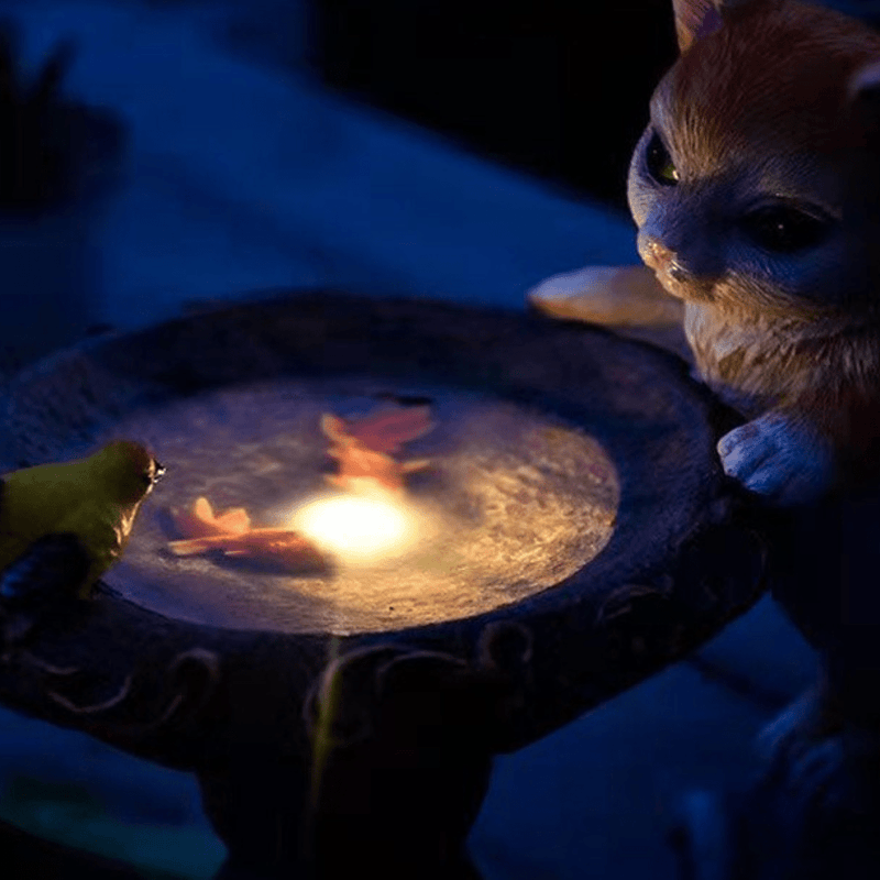 Estatua Fuente de Gato Solar - Luz Cálida IP65-Dreamy Home