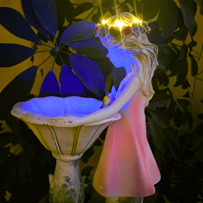 Estatua Fuente de Niña Solar - Luz Cálida/Azul IP65-Dreamy Home