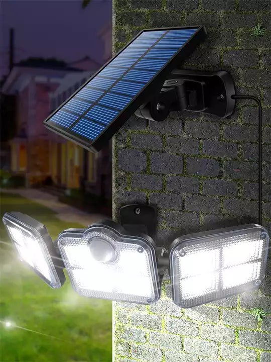Foco Triple Solar - 120W Luz Fría Sensor de Movimiento IP65-Dreamy Home