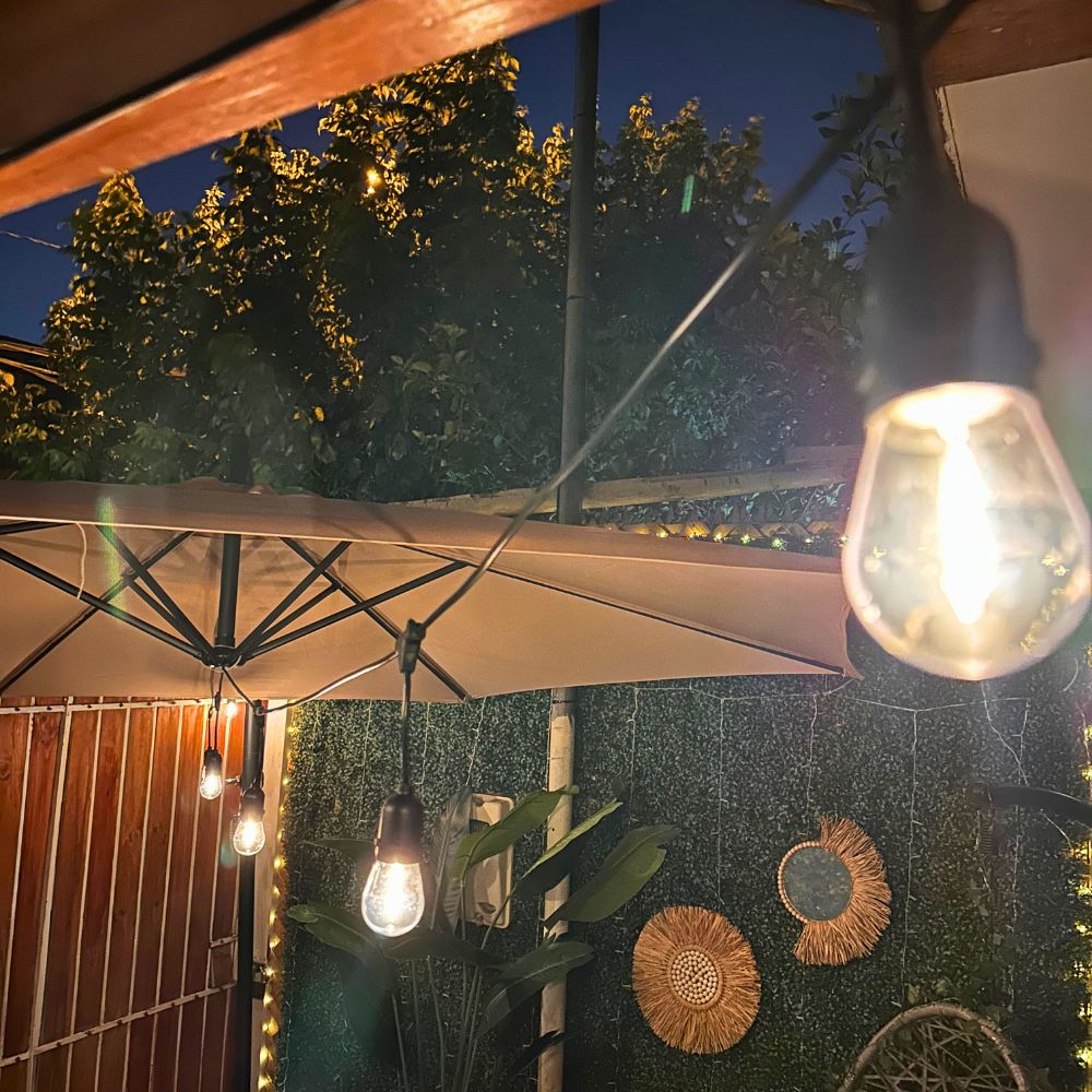 Guirnalda de Ampolletas Solar Hibrido - 10 Metros 10 Ampolletas Luz Cálida IP65-Dreamy Home