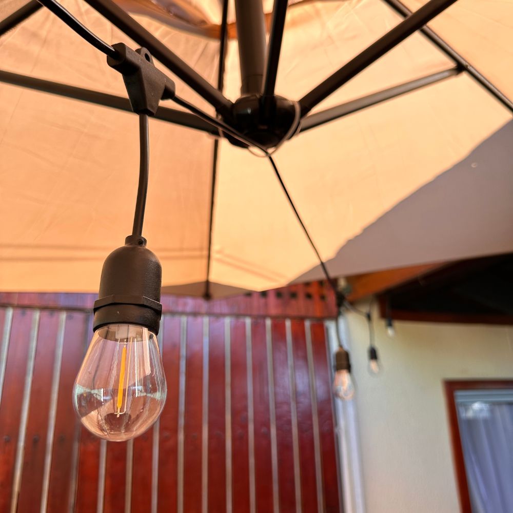 Guirnalda de Ampolletas Solar Hibrido - 10 Metros 10 Ampolletas Luz Cálida IP65-Dreamy Home