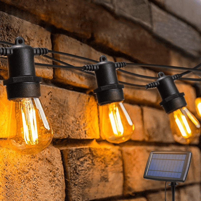 Guirnalda de Ampolletas Solar Pro - 5 Metros 10 Ampolletas Luz Cálida IP65 Panel Híbrido-Dreamy Home