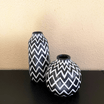 Jarrón Decorativo Diseño Zigzag - Blanco/Negro-Dreamy Home