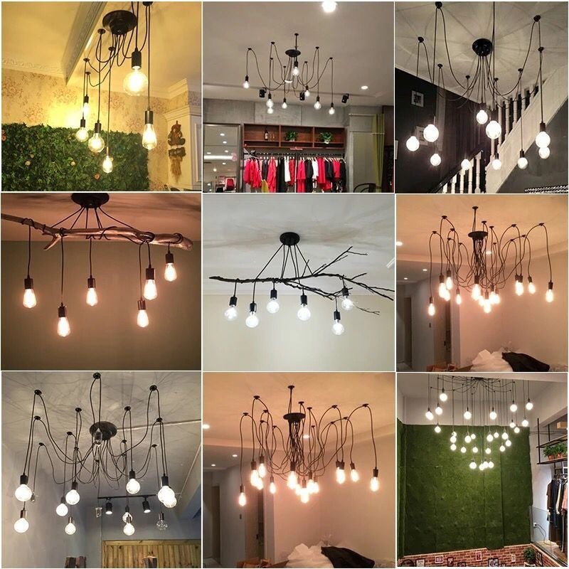 Lámpara Colgante Loft 12 Luces - 1,5 m Longitud de Cable Incluye Ampolletas-Dreamy Home