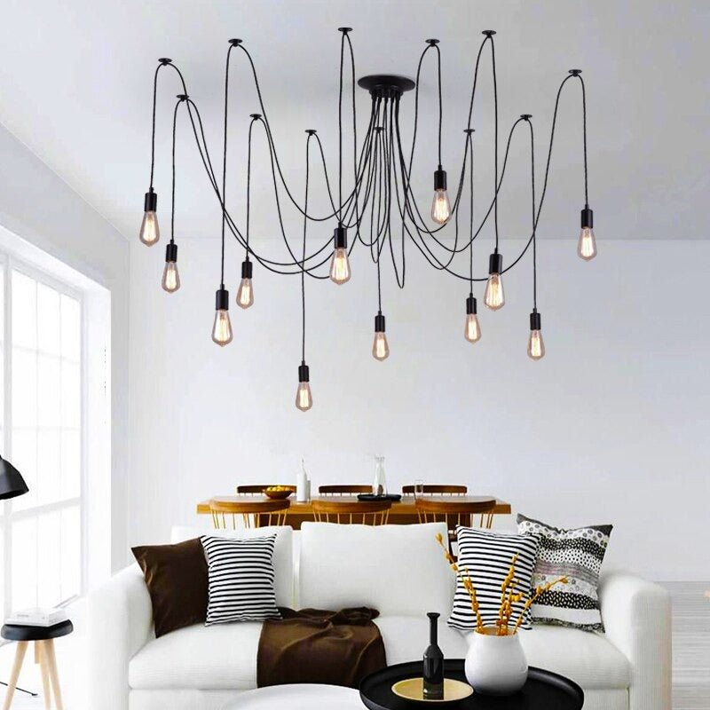 Lámpara Colgante Loft 12 Luces - 1,5 m Longitud de Cable Incluye Ampolletas-Dreamy Home