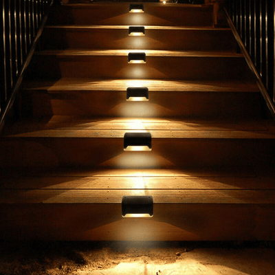 Luces de Escalera Solar - 4 Unidades Luz Led Cálida/Fría IP65-Dreamy Home