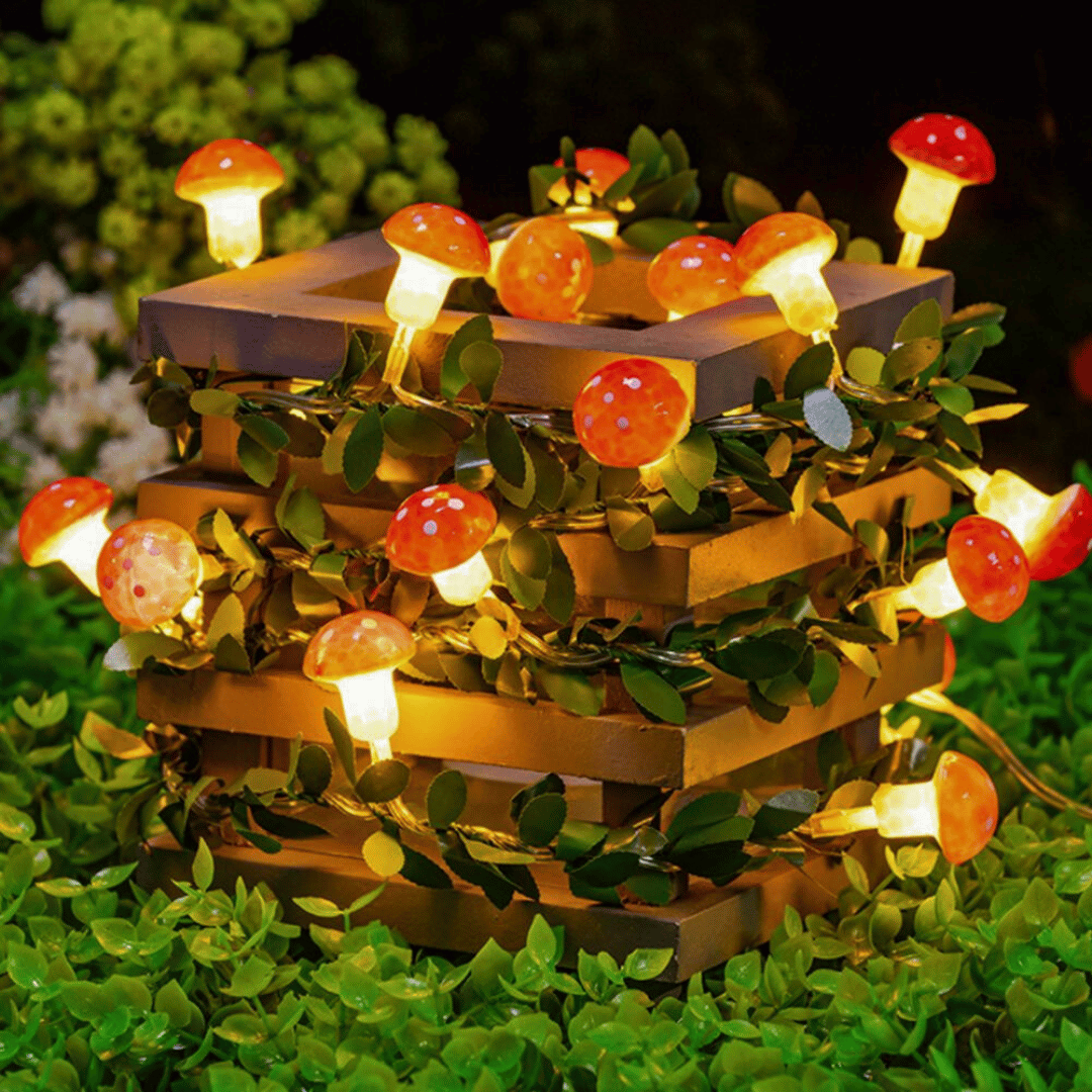 Luces de Hoja Diseño Honguito Solar- Luz Cálida 5 m-Dreamy Home