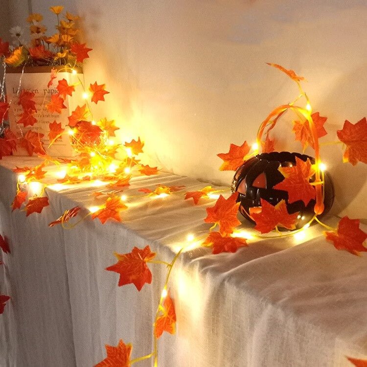 Luces Hojas Otoño - 30 Luces 5 m Luz Cálida IP 44-Dreamy Home