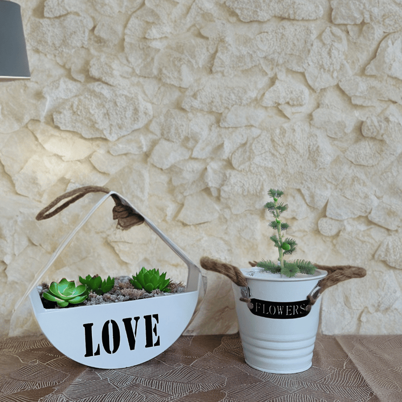 Maceteros Cuerda Cañamo - Metal Love/Flowers-Dreamy Home