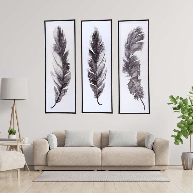 Set 3 Cuadro Trilogía - Diseño Pluma-Dreamy Home
