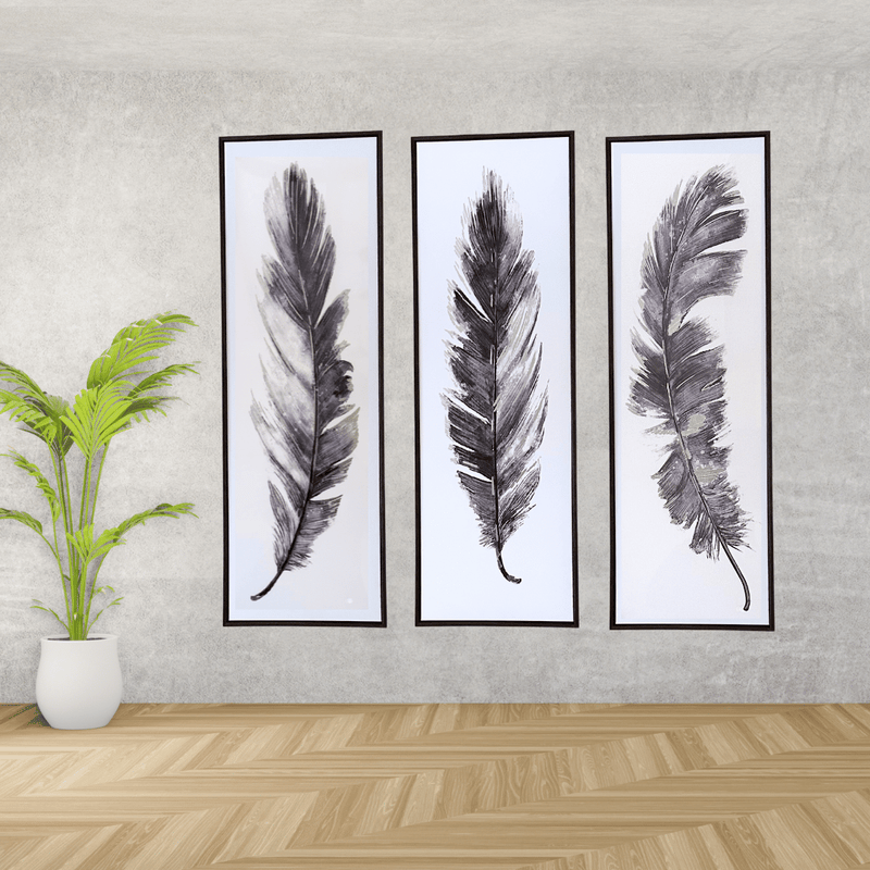 Set 3 Cuadro Trilogía - Diseño Pluma-Dreamy Home