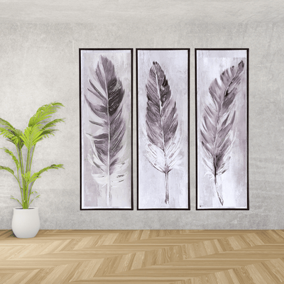 Set 3 Cuadro Trilogía - Diseño Pluma-Dreamy Home