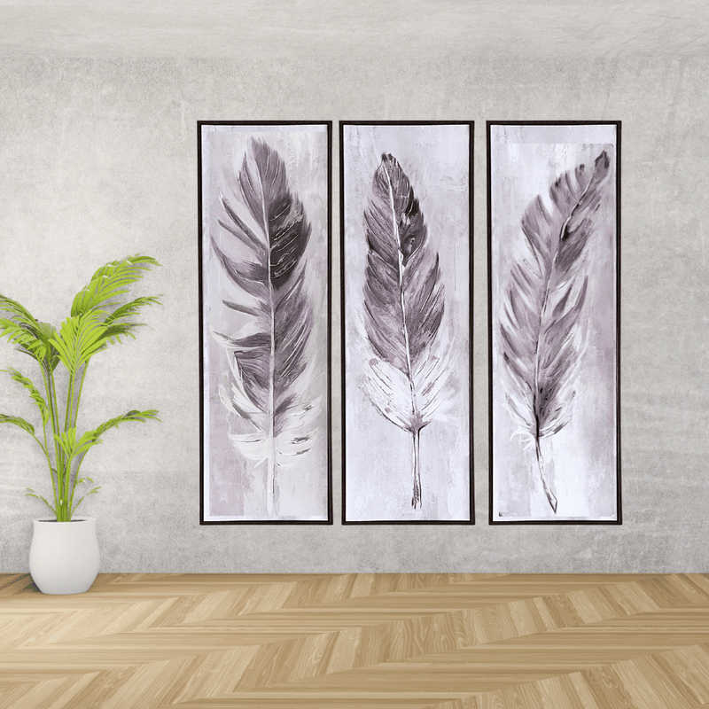 Set 3 Cuadro Trilogía - Diseño Pluma-Dreamy Home