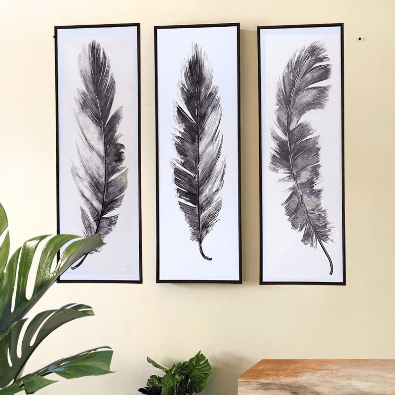 Set 3 Cuadro Trilogía - Diseño Pluma-Dreamy Home
