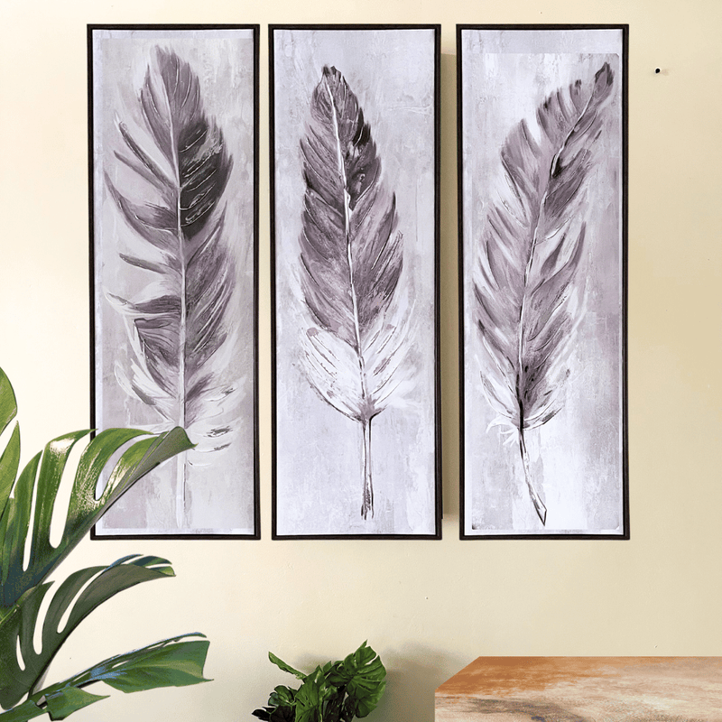 Set 3 Cuadro Trilogía - Diseño Pluma-Dreamy Home
